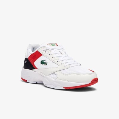 Tenis Lacoste Storm 96 Lo Sintetico and Cuero Mujer Blancos Rojos | 80KTDCYRS