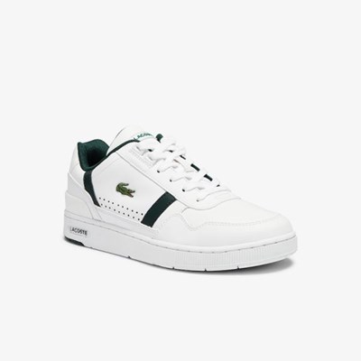 Tenis Lacoste T-Clip Cuero and Sintetico Perforated Mujer Blancos | 34AIKDOEG