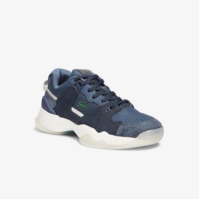 Tenis Lacoste T-Point Nubuck Cuero Mujer Azul Marino | 17SUQMELN