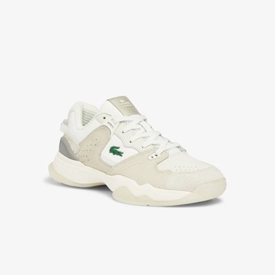 Tenis Lacoste T-Point Nubuck Cuero Mujer Beige | 25ZEOYCSF