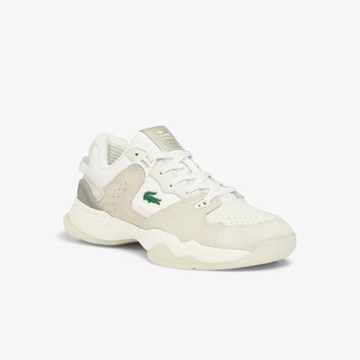 Tenis Lacoste T-Point Nubuck Cuero Mujer Blancos Blancos | 83UDEPHRC