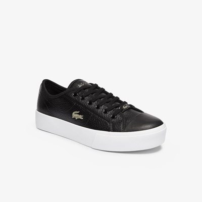 Tenis Lacoste Ziane Plus Grand Cuero Mujer Negros Blancos | 21PKVJLSU