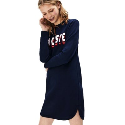 Vestido Lacoste 3D-Lettering Fleece Mujer Azul Marino | 15BRJPALM