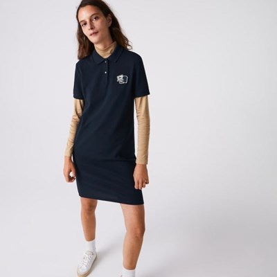 Vestido Lacoste Badge Mujer Azul Marino | 14RQILGPJ