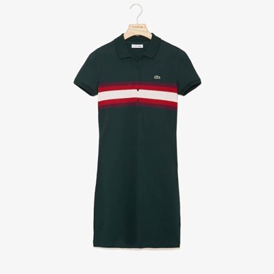 Vestido Lacoste Color Block Stripe Mujer Verdes Rojos Rosas | 39RFSOAIZ