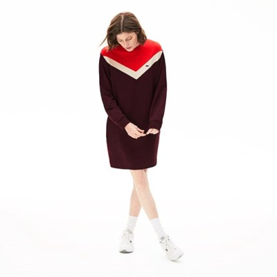 Vestido Lacoste Colorblock Fleece Mujer Rojos Beige | 72VUJRNTO