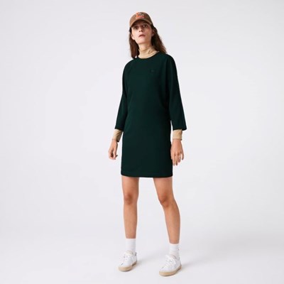 Vestido Lacoste Crew Neck Flowy Mujer Verdes | 62ETIKPGX