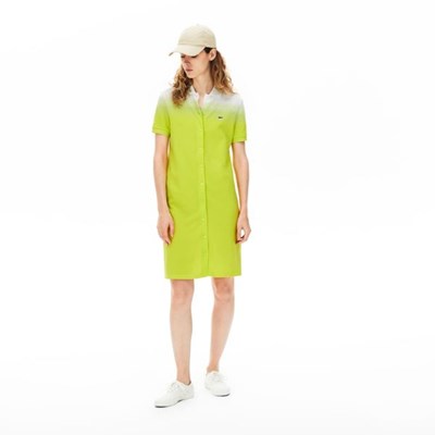 Vestido Lacoste Made in France Algodon Piqué Mujer Amarillos Blancos | 05TCBINKL