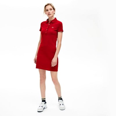 Vestido Lacoste Stretch Algodon Mini Piqué Mujer Rojos | 80INDGXJL