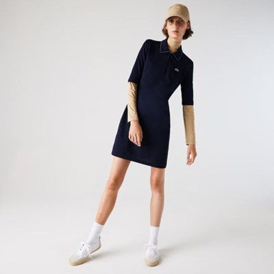 Vestido Lacoste Zippered Mujer Azul Marino Blancos | 54SFBJQMH